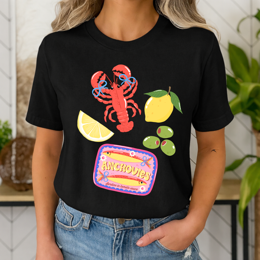Mediterranean Mood – graphic t-shirt dames in zwart | Bold Clothes Label